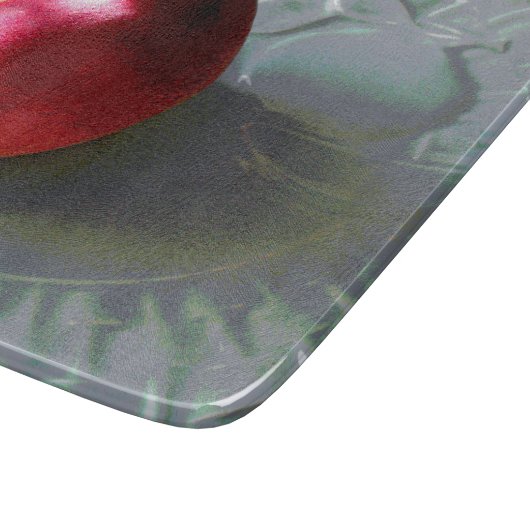 Frischer Pfirsich bei Sonnenlicht Schneidebrett (Ecke)