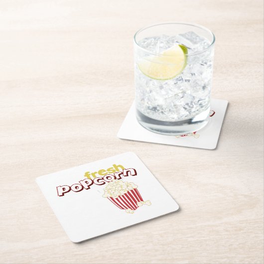 Frischer Popcorn Rechteckiger Pappuntersetzer (Vor Ort)