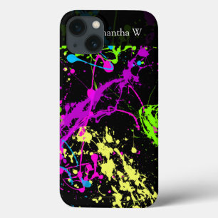 Frischer Retro Neonfarben-Spritzer auf Schwarzem Case-Mate iPhone Hülle
