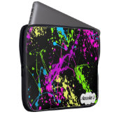 Frischer Retro Neonfarben-Spritzer auf Schwarzem Laptopschutzhülle (Vorne Rechts)