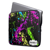 Frischer Retro Neonfarben-Spritzer auf Schwarzem Laptopschutzhülle (Vorderseite Links)