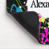 Frischer Retro Neonfarben-Spritzer auf Schwarzem Mousepad (Ecke)