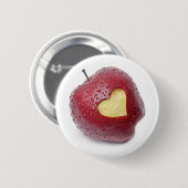Frischer roter Apfel mit einem Herzen formte Button (Vorne & Hinten)