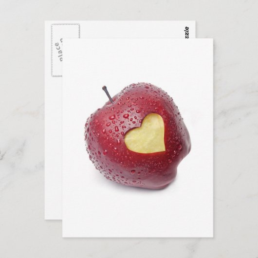 Frischer roter Apfel mit einem Herzen formte Postkarte (Vorne/Hinten)