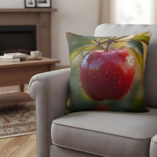 Frischer roter Apfel mit Wassertropfen Naturfotos Kissen