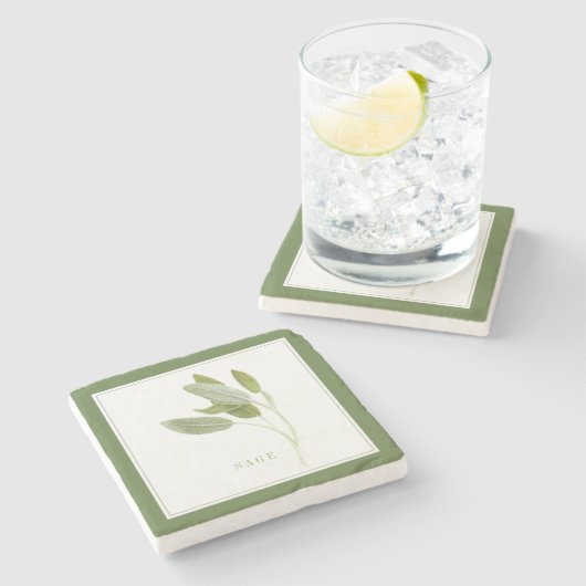 FRISCHER SAGE Marble Stone Untersetzer (+text) Grü (Seitenansicht)