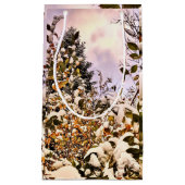 Frischer Schnee auf farbigen Blätter Kleine Geschenktüte (Vorderseite)