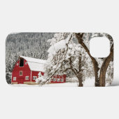 Frischer Schnee auf roter Scheune Case-Mate iPhone Hülle (Rückseite (Horizontal))