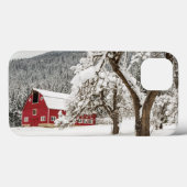 Frischer Schnee auf roter Scheune Case-Mate iPhone Hülle (Rückseite (Horizontal))