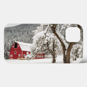Frischer Schnee auf roter Scheune Case-Mate iPhone Hülle (Rückseite (Horizontal))