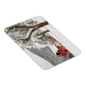 Frischer Schnee auf roter Scheune Magnet (Rechte Seite)