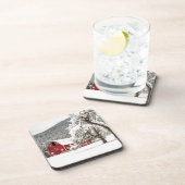 Frischer Schnee auf roter Scheune Untersetzer (Rechte Seite)