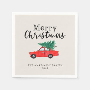 Frischer Schnitt-Baum des Bauernhaus-Weihnachten  Serviette