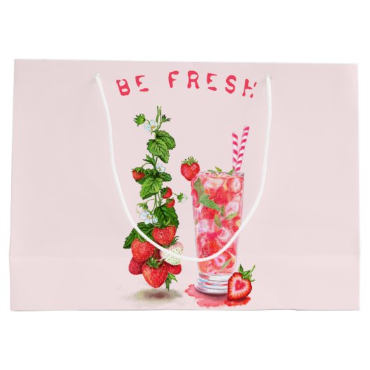 Frischer Strawberry Drink Geschenkbeutel - Benutze Große Geschenktüte (Rückseite)