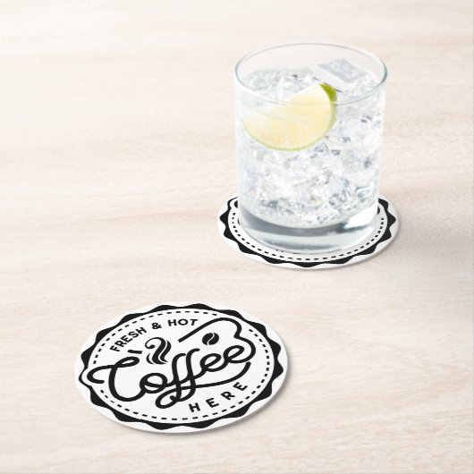 Frischer und heißer Kaffee Runder Pappuntersetzer (Vor Ort)