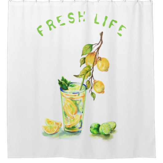 Frischer Zitronenduschvorhang Duschvorhang (Vorderseite)
