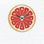 Frischer Zitrusfrüchte Runde Wand Uhr: Küchendekor Große Wanduhr