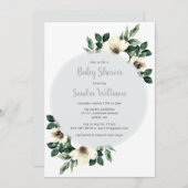 Frisches Anemone Baby Dusche Einladung_grau Einladung (Vorne/Hinten)