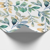Frisches Aquarell-Grün- und Gelb-Blattmuster Geschenkpapier (Ecke)