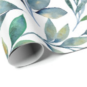 Frisches Aquarell-Grün- und Gelb-Blattmuster Geschenkpapier (Rolleneckpunkt)