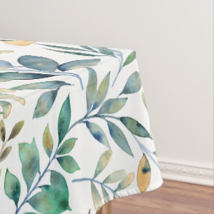 Frisches Aquarell Grün und Gelb Blattmuster Tischdecke