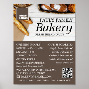 Frisches Baguette-Sortiment, Bäckereien, Bäckereil Poster