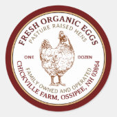 Frisches Bio Eierkarton mit Roter Grenze Runder Aufkleber (Vorderseite)