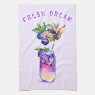 Frisches Blueberry Drink Küchentuch - Custom Text