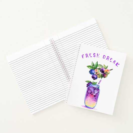 Frisches Blueberry Drink Notebook - Custom Text Notizblock (Innenseite)