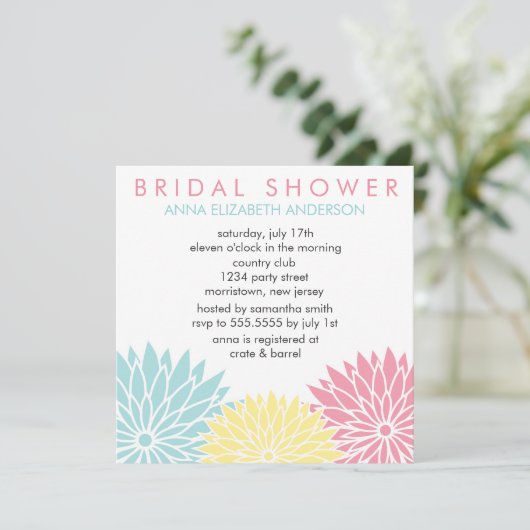 Frisches BlumenBrautparty Einladung (Stehend Vorderseite)