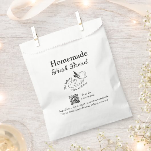 Frisches Brot und Backwaren mit Namen, Zutaten Q o Geschenktütchen (Ausgeschnitten)