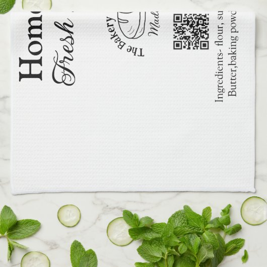 Frisches Brot und Backwaren mit Namen, Zutaten Q o Geschirrtuch (Gefaltet)