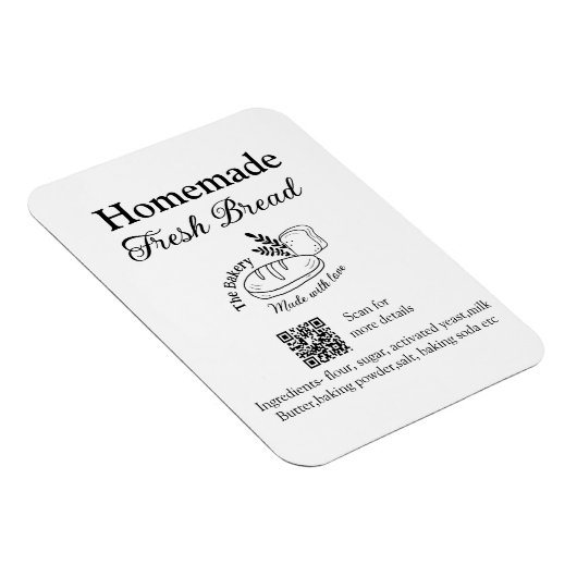 Frisches Brot und Backwaren mit Namen, Zutaten Q o Magnet (Rechte Seite)