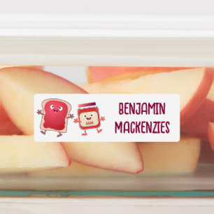 Frisches Brot und Marmelade Cartoon personalisiert Etiketten