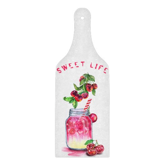 Frisches Cherry Drink Cutting Board - Custom Text Schneidebrett (Vorderseite)