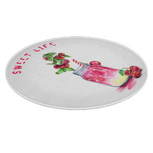 Frisches Cherry Drink Cutting Board - Custom Text Schneidebrett