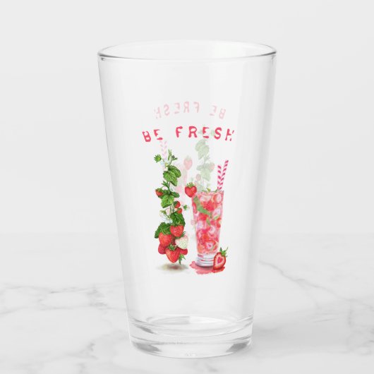 Frisches Erdbeeren Cooles Trinkglas Glas (Rückseite)