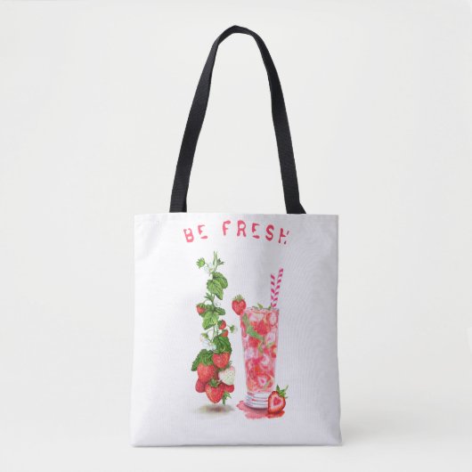 Frisches Erdbeergetränk Tote Bag - Benutzerdefinie Tasche (Vorderseite)