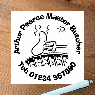 Frisches Fleisch Barbecue Metzger. Butlershop Gummistempel