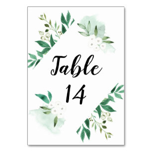 Frisches Foliage Minze Hochzeitstich Tischnummer
