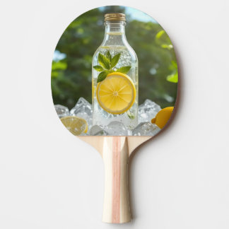 Frisches gekühltes Zitronengetränk in einer Flasch Tischtennis Schläger