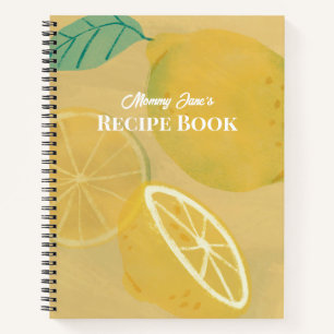 Frisches gelbes Aquarell-Limonen-Frucht-Rezept Notizblock