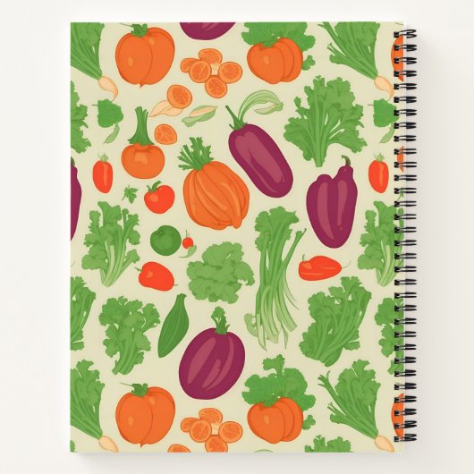 Frisches Gemüse, blumenfarbenes Muster Notizblock (Rückseite)