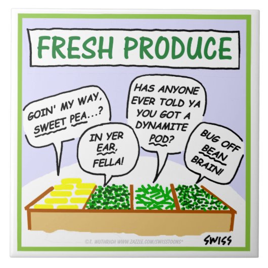 Frisches Gemüse Humorer Cartoon Küche Tile Fliese (Vorderseite)