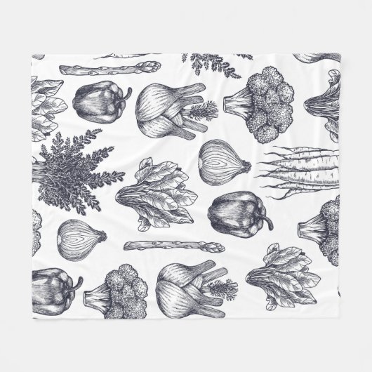 Frisches Gemüse nahtlos Muster. Brokkoli, Karro Fleecedecke (Vorderseite (Horizontal))