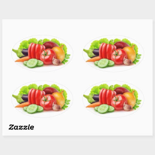 Frisches Gemüse Ovaler Aufkleber (Blatt)