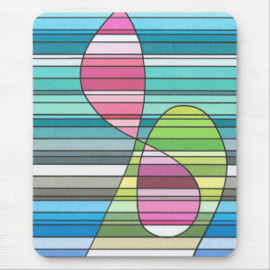 Frisches gestreiftes abstraktes Rosa und Grün gebo Mousepad