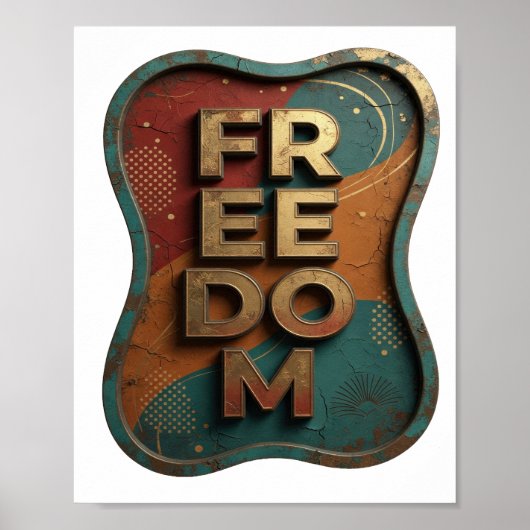 Frisches Gold FREEDOM 3D-Textkunst Poster (Vorne)