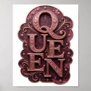 Frisches Gold QUEEN Textdesign Poster