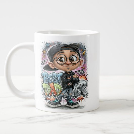 Frisches Graffiti Bester Vater Jumbo-Tasse (Links)